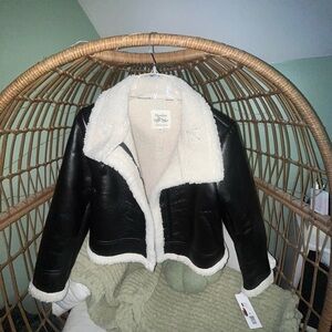 Sherpa lined leather jacket